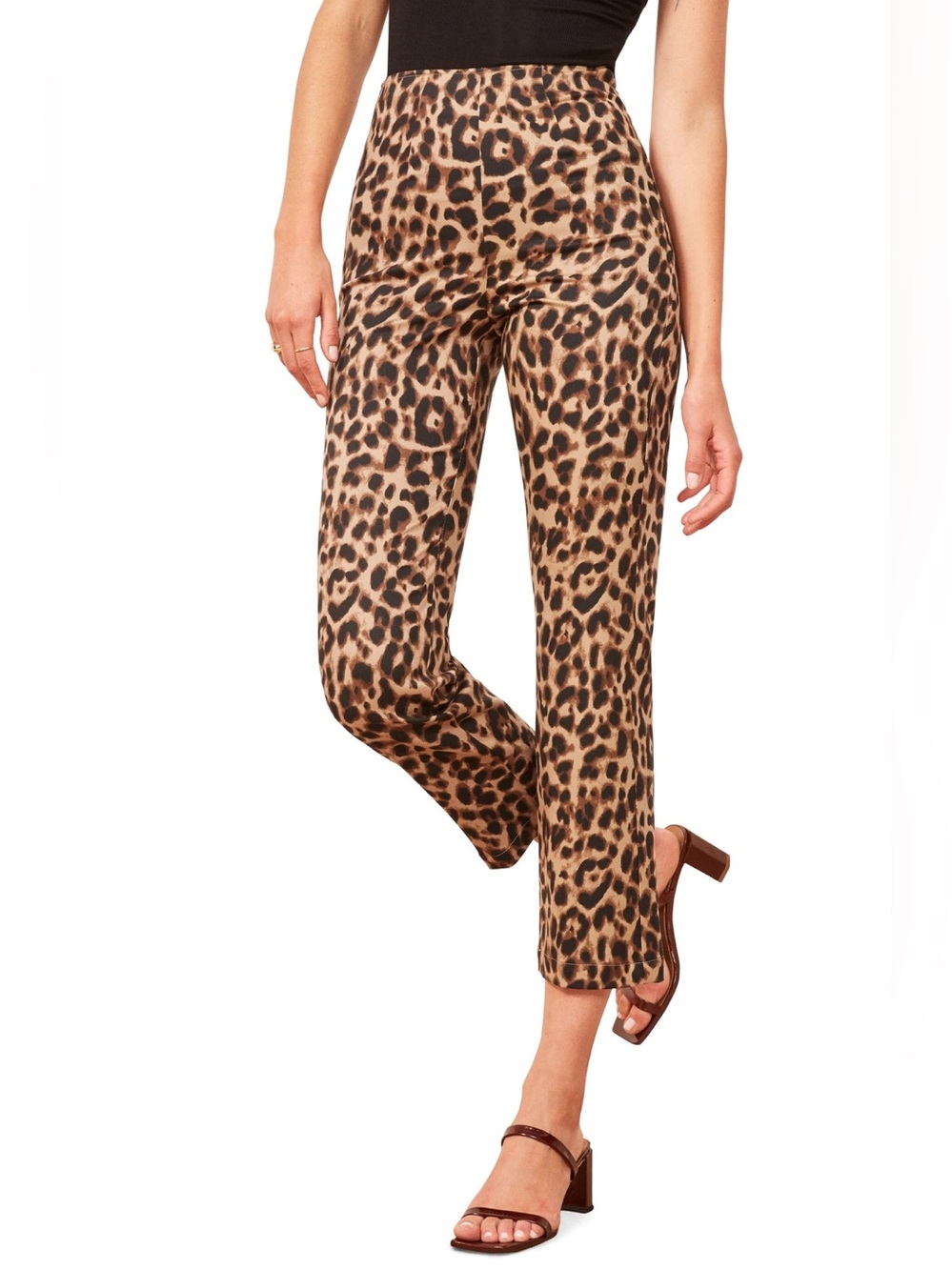 Reformation Size 8 Marlon Pant Leopard Print Ankle Crop Animal